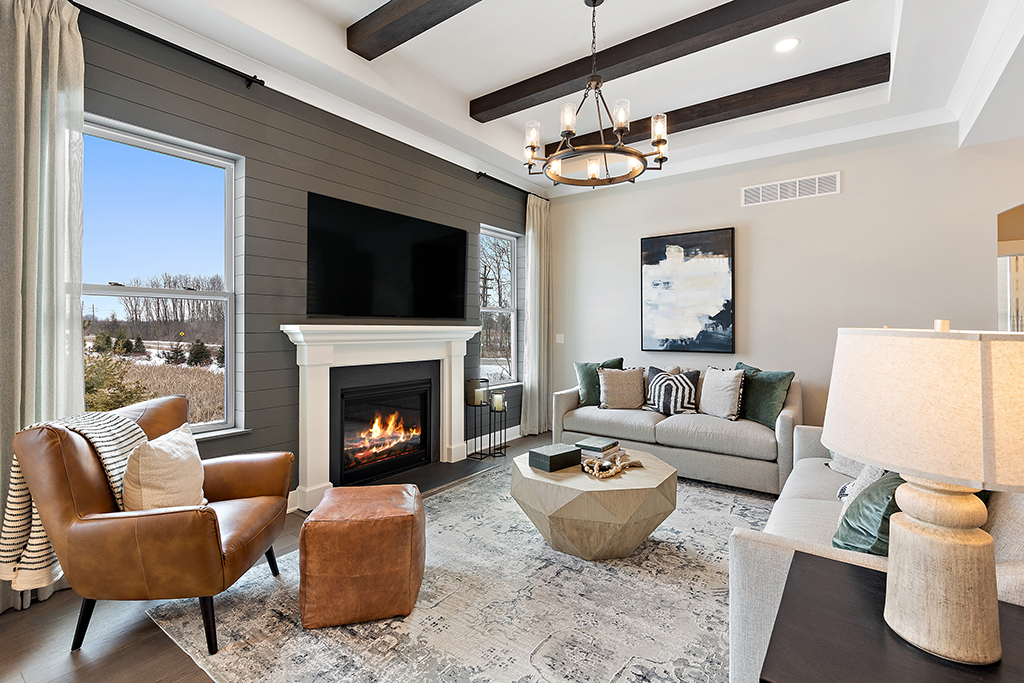 Monarch Estates, by Lombardo Homes in Pittsfield Township; model living room