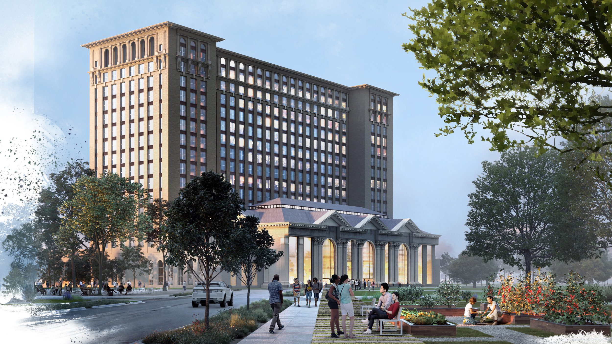 Michigan Central Station exterior rendering